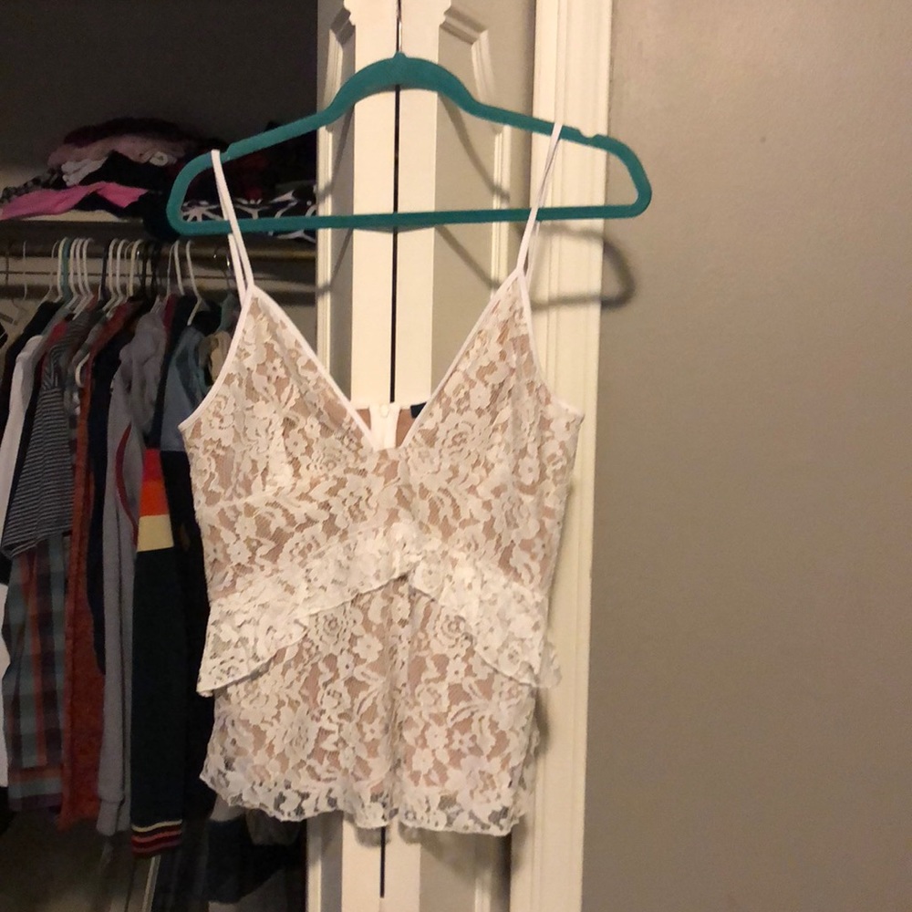 Tan and cream lace tank top